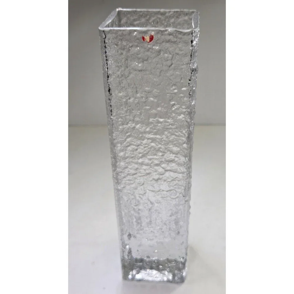 Vintage Iittala Finland Linearia Crinkle Square Vase 7.5